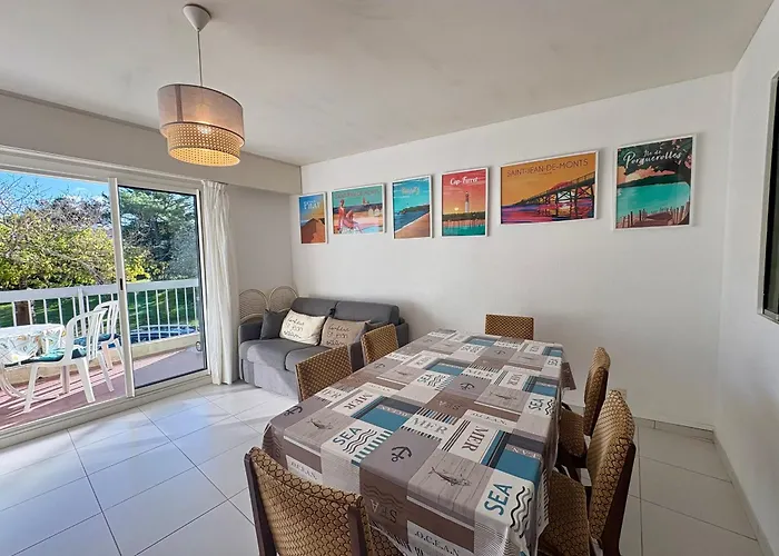 Bel A St Jean De Monts Avec Balcon Et Parking, Proche Et Commerces - Fr-1-323-585 생장드몽